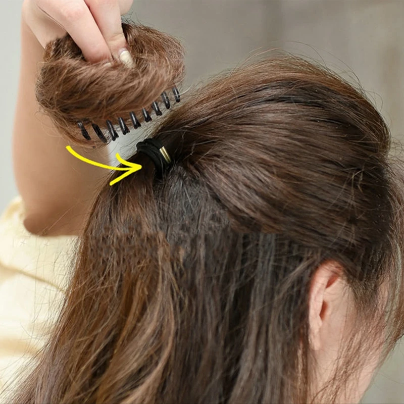 Extensões De Cabelo De Grampo De Garra Sintético, Bun De Cabelo, Cabeça De Almôndega, Bagunçado Em Linha Reta Clip-in Donut Bun, Acessórios De Cabelo