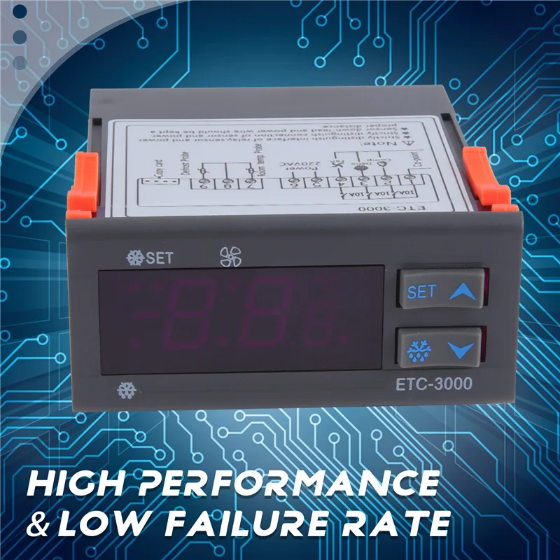 Abzw ETC-3000 mini controlador de temperatura geladeira termostato regulador termorregulador ntc sensor duplo 220v 40% de desconto