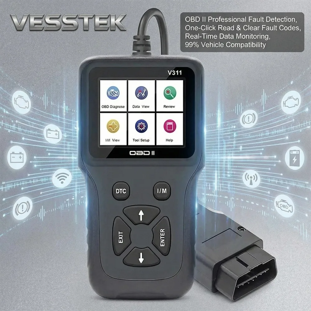 

Профессиональный автомобильный диагностический сканер VESSTEK OBD2 V311 ELM327, считыватель кодов OBD II, тестер напряжения, код ошибок двигателя