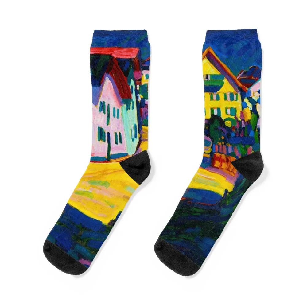 

Houses at Murnau by Kandinsky Socks funny gifts compression Stockings man winter gifts Socks For Women Men's