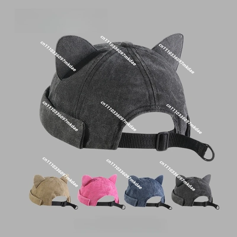 Hat female cute, cat ears beanie hat, fashionable versatile melon fur hat, hat male trend