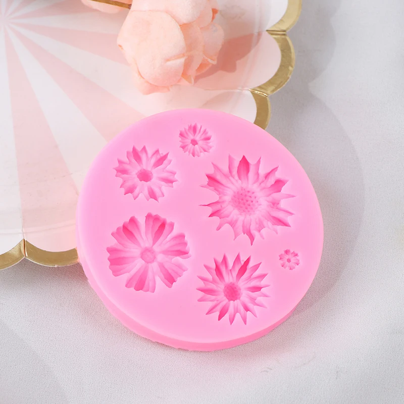 【3D Sunflower Flower Petals Embossed Silicone Mold Relief Fondant Cake Decor Tool】