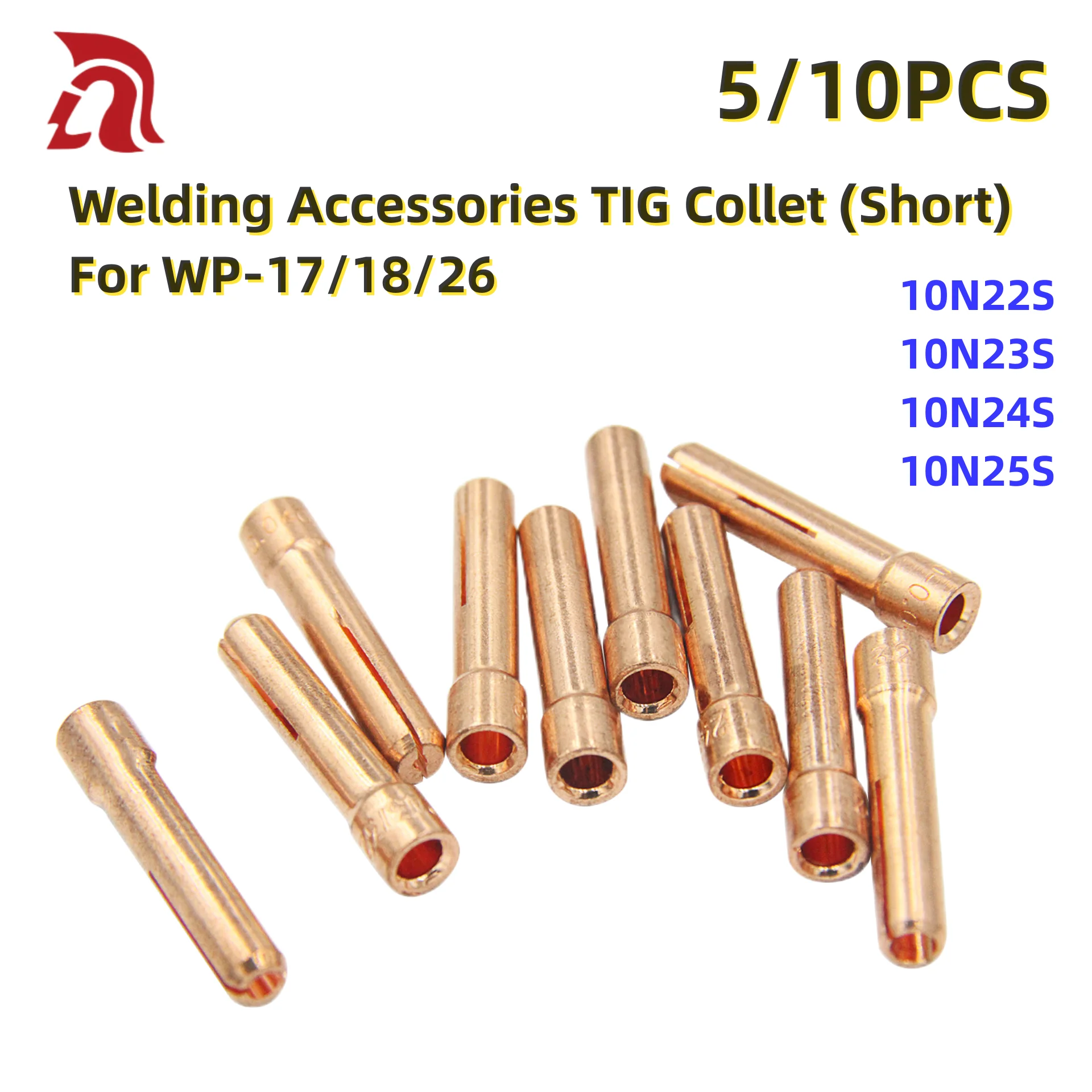 5/10Pcs Stubby TIG Collet 1.0/1.6/2.4/3.2/4.0mm 10N22S 10N23S 10N24S 10N25S for TIG Welding Torch WP17/18/26