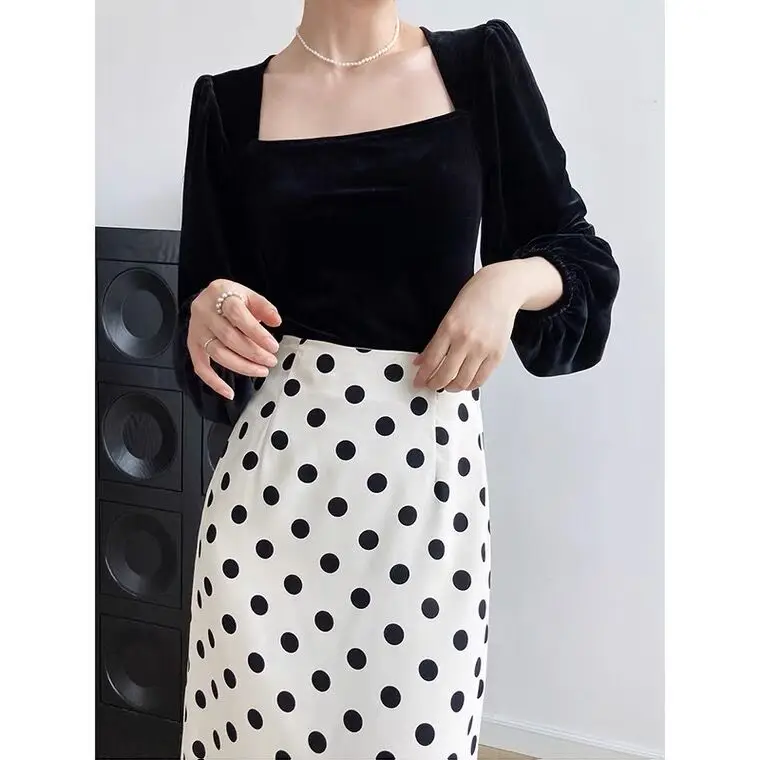 camisas elegantes de veludo plus size estilo palácio gola quadrada manga lanterna blusa de veludo dourado preto roxo