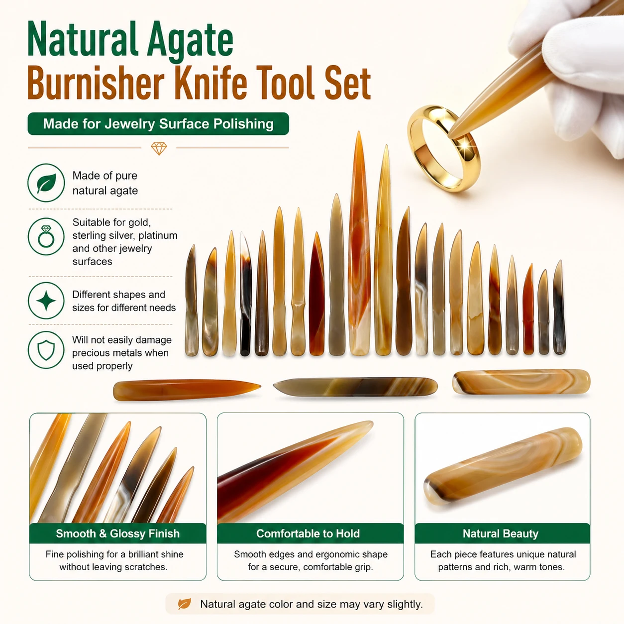 1/6Pcs Agate Burnisher Knife , Jewelry Making Polishing Tool for Golds Silver Jewellery , Natural Stone Burnisher for Craft DIY