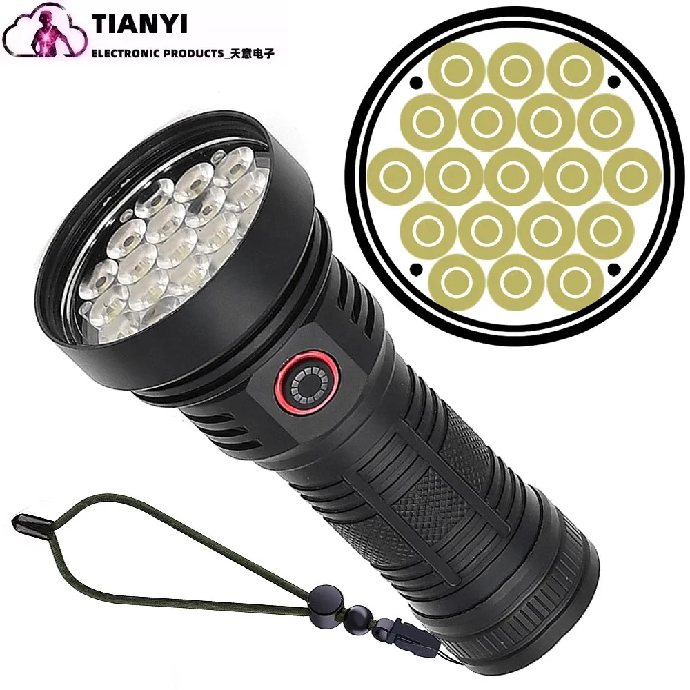 

19 light strong light super bright high power white flashlight Aluminum alloy fixed focus multi-lamp bead daily lighting