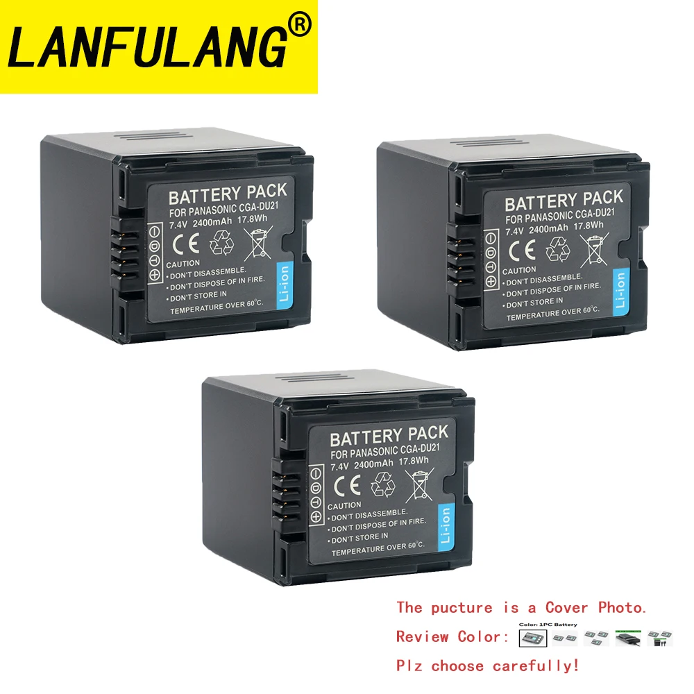 CGA-DU21 2400mAh 7.4V Li-ion Camera Battery High Capacity Replacement for Panasonic PV-GS34 GS33 GS31 GS29 GS39 GS36 GS35 GS19