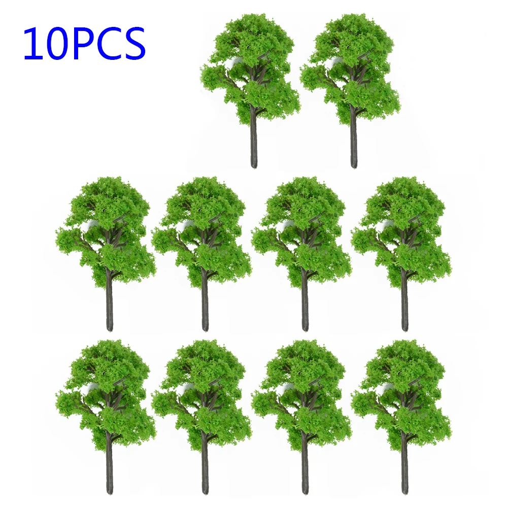 Park Wargame Scenery Diorama 12cm Model Trees Plastic Green Landscape 10pcs Layout Architecture Garden Accessories