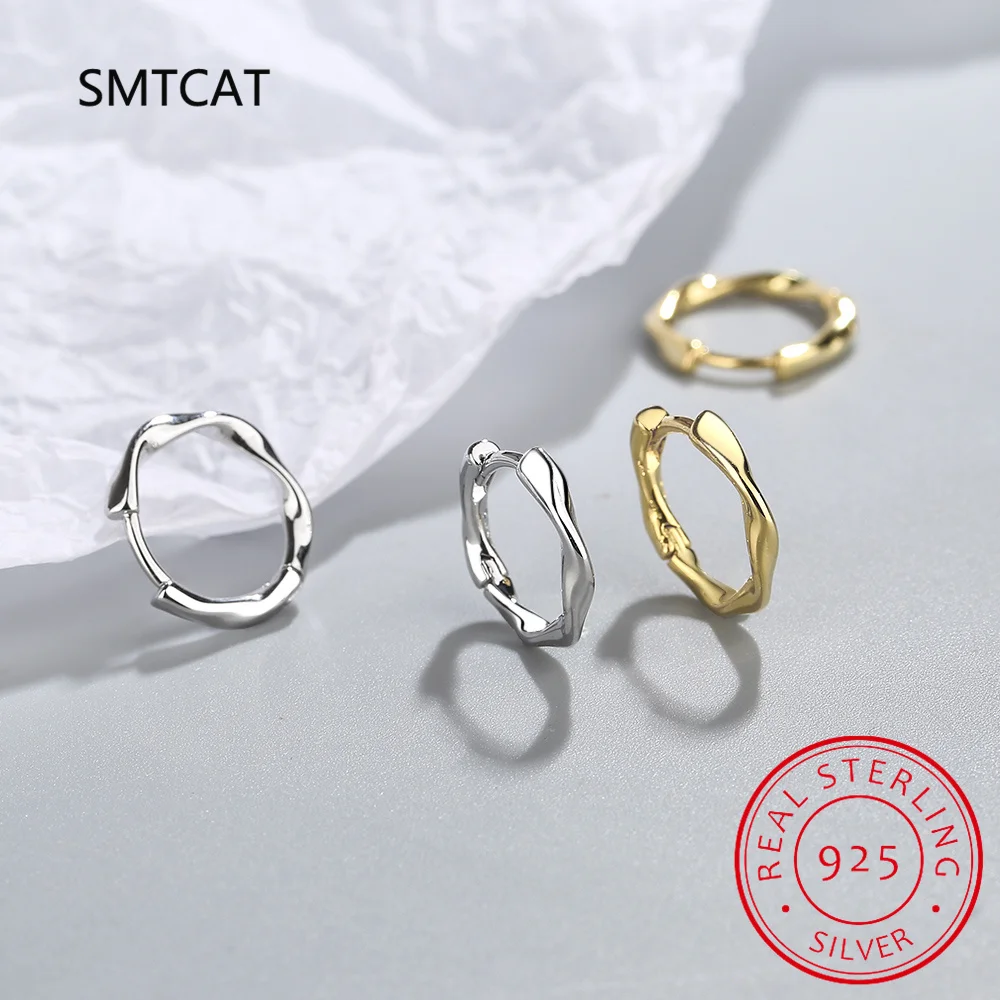 925 Sterling Silver Twisted Line Ear Buckles Geometric Wave Hoop Earrings for Women Girls Original Design Fine Jewelry SCE1624