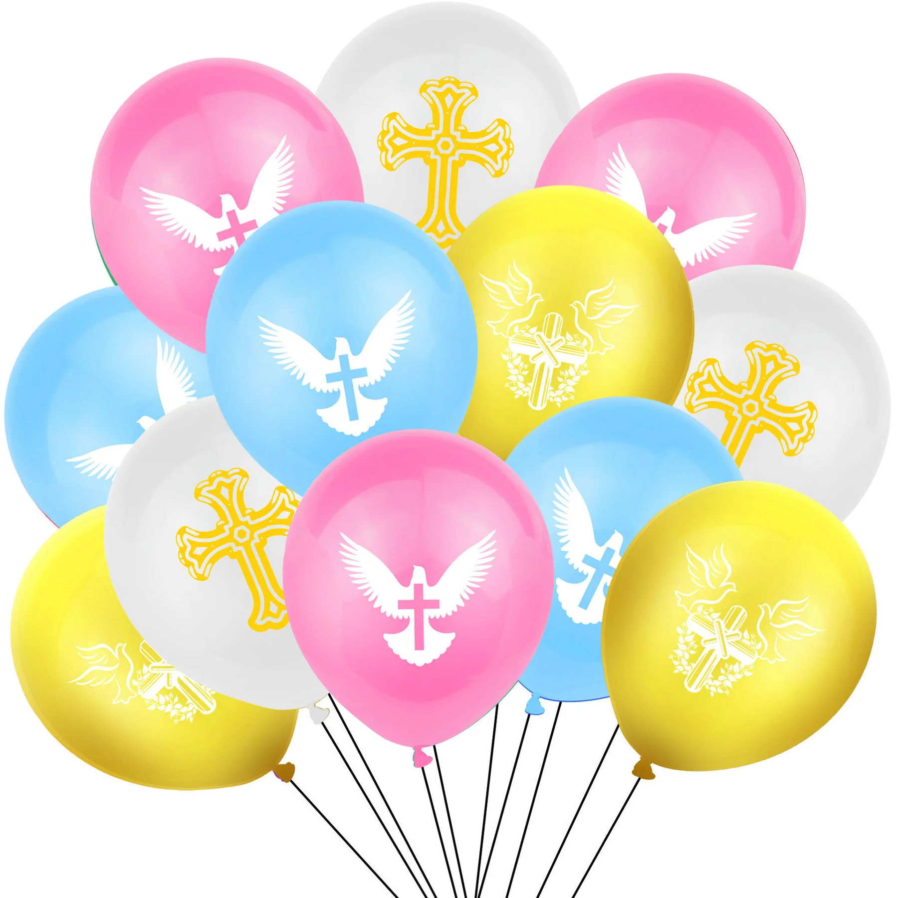 Balloon Easter Bless Cross Easter Balloons Party Easter Decoration Ballon Baptism Forked Holy Communion Favors Christen Decotion