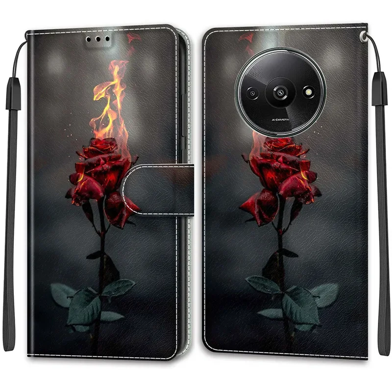 Wallet Leather Phone Case For Xiaomi Redmi A3 13C 4G 12 5G 12C A1+ A2 Plus 11A Magnetic Flip Cover Stand Book Painted Cases 2024