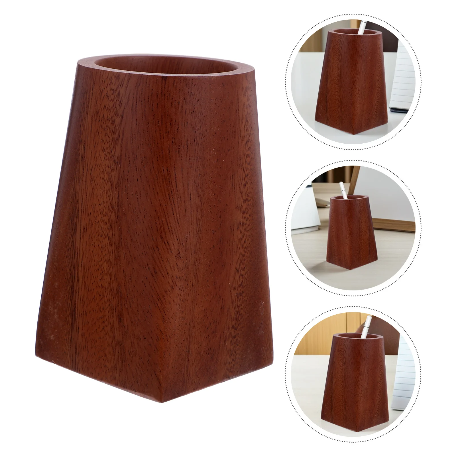 

Natural Solid Walnut Pencil Cup Pen Makeup Brush Holder Smooth Finish Versatile Storage Desk Organizer for Students Artists