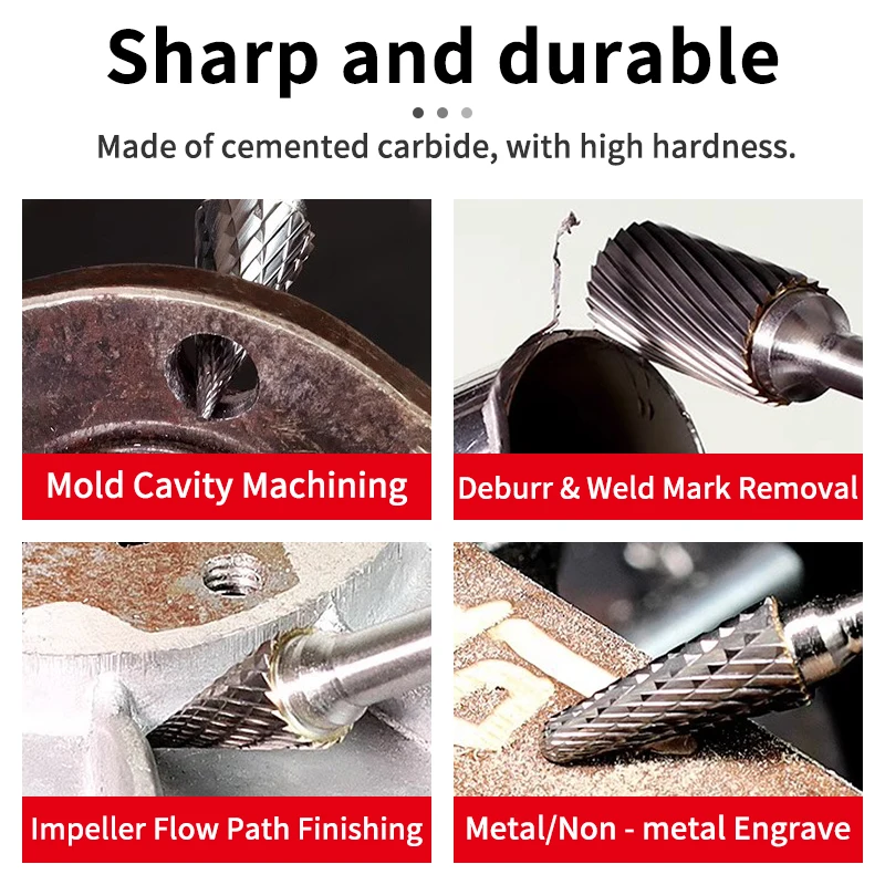 

Hard alloy H-type rotary file inner grinding head electric drill file metal wood polishing trimming reaming milling cutter