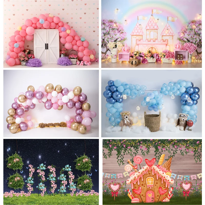 

SHENGYONGBAO Jungle Happy Birthday Photography Backdrops Newborn Air Balloon Party Decorations Photo Studio Background VG-04