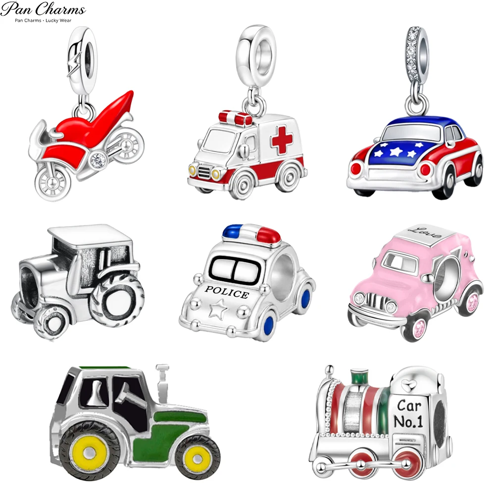 Pan Charms Train Car Ambulance Pendant Fit Original Bracelet Jewelry DIY Travel Souvenir Christmas Halloween Winter Gift Him