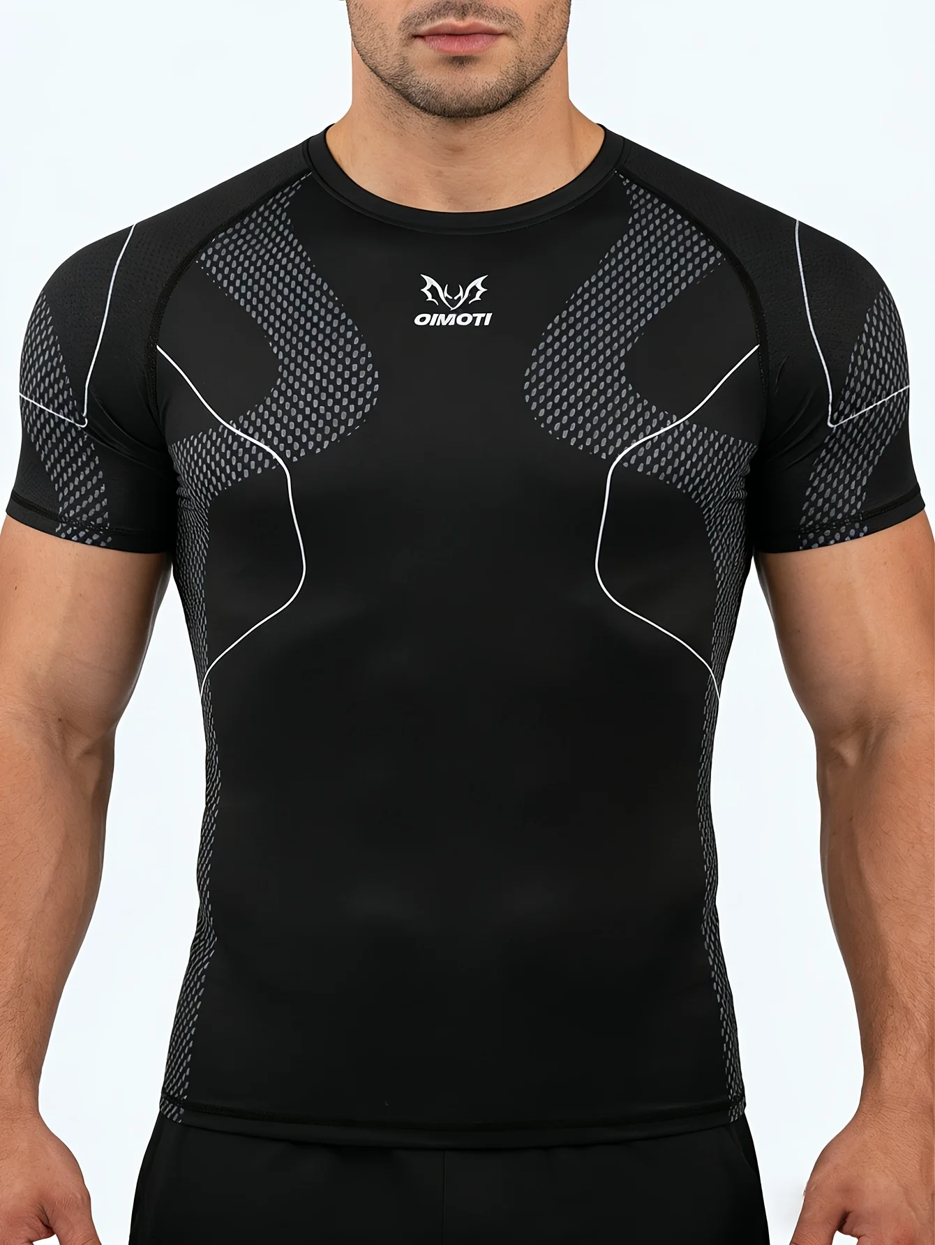 Men Sports Short Sleeve T-Shirt Quick Dry High Elastic Vintage Lion Totem Print Breathable Slim Training Top image 5