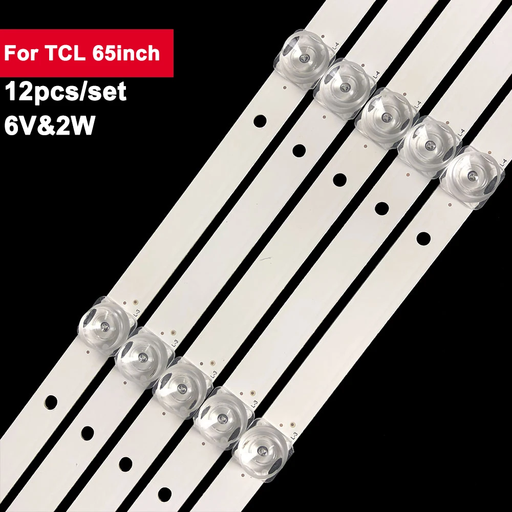 

617mm 6V 2W TV Backlight Led Strip For TCL 65inch JS-D-JP65EK-062EC (80228) 12Pcs/Set Led Backlight Strips TV Repair E65EK-P1000