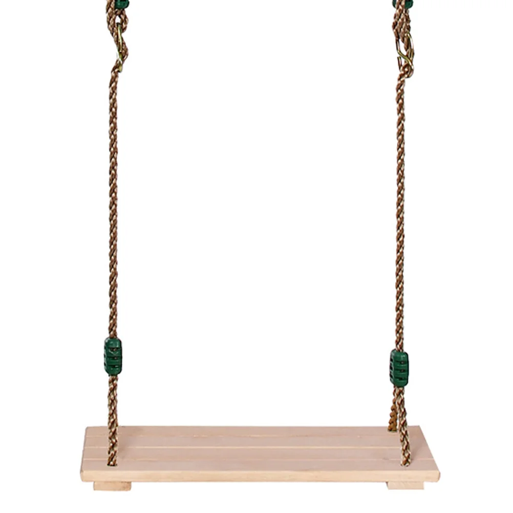 

Wooden Swing Seat for Kids Adults Non-Slip Surface Heavy Duty Nylon Ropes Indoor Outdoor Hanging Swing Set Play