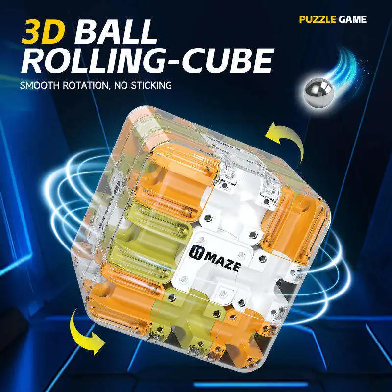 3D Magic Cube Rotating Ball Maze Track Balanced Toy Kids Educational Fidget Labyrinth Beads Puzzle Game Antistress 3X3 Mini Cube