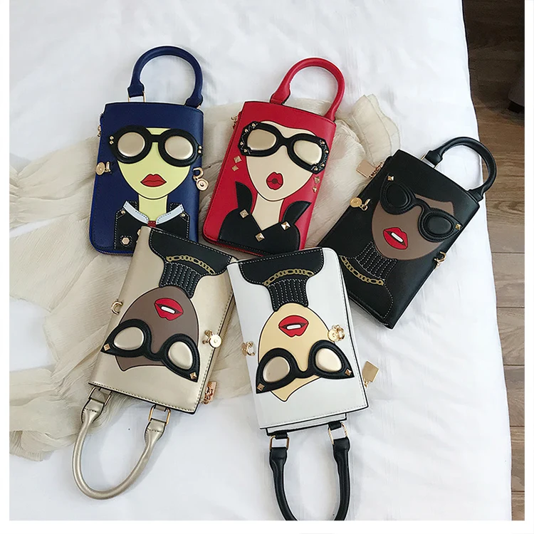 Fashion Small Crossbody Bag for Women Shoulder Chain Bag Pureses and Handbags Designer Character Party Clutch Bag Pu Leather