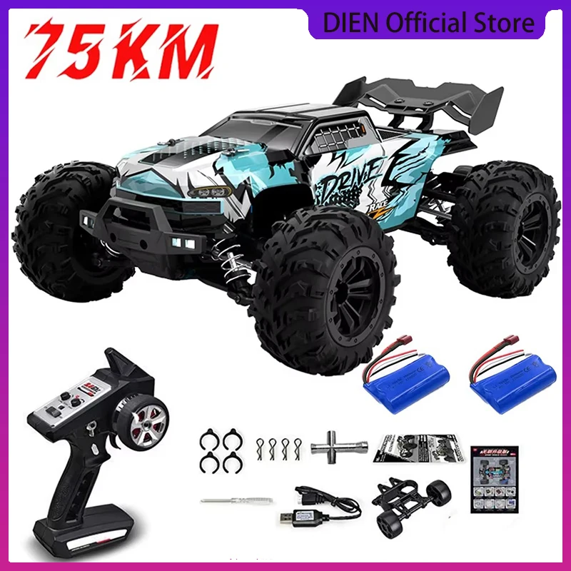 1:16 75KM/H or 50KM/H 4WD RC Car with LED Remote Control Cars High Speed Drift Monster Truck for Kids Vs Wltoys 144001 Toys