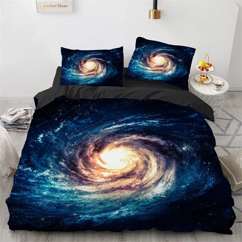 Galaxy Duvet Cover Twin King Size For Teens Kids Boys Starry Sky Bedding Set Microfiber Outer Space Theme Decor Comforter Cover