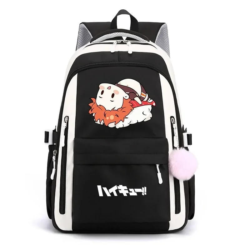 Breathable mesh, 30×42×23cm Black Blue Pink Purple, Haikyuu, Student Kids Teens School Bags, Anime Backpacks Girls Boys