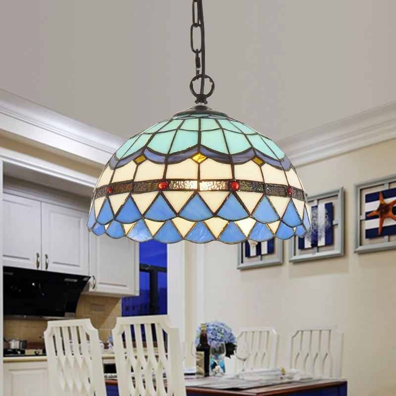 Retro Tiff Style Colorful Glass Chandelier Mediterranean Pendant Light For Bar Bedroom Living Room Balcony Creative Decor view 4