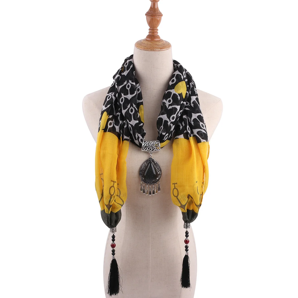 Women Pendant Jewelry Scarf Necklace Head Shaw Cotton Scarves Femme Shawl Tassel Hijabs Shawl