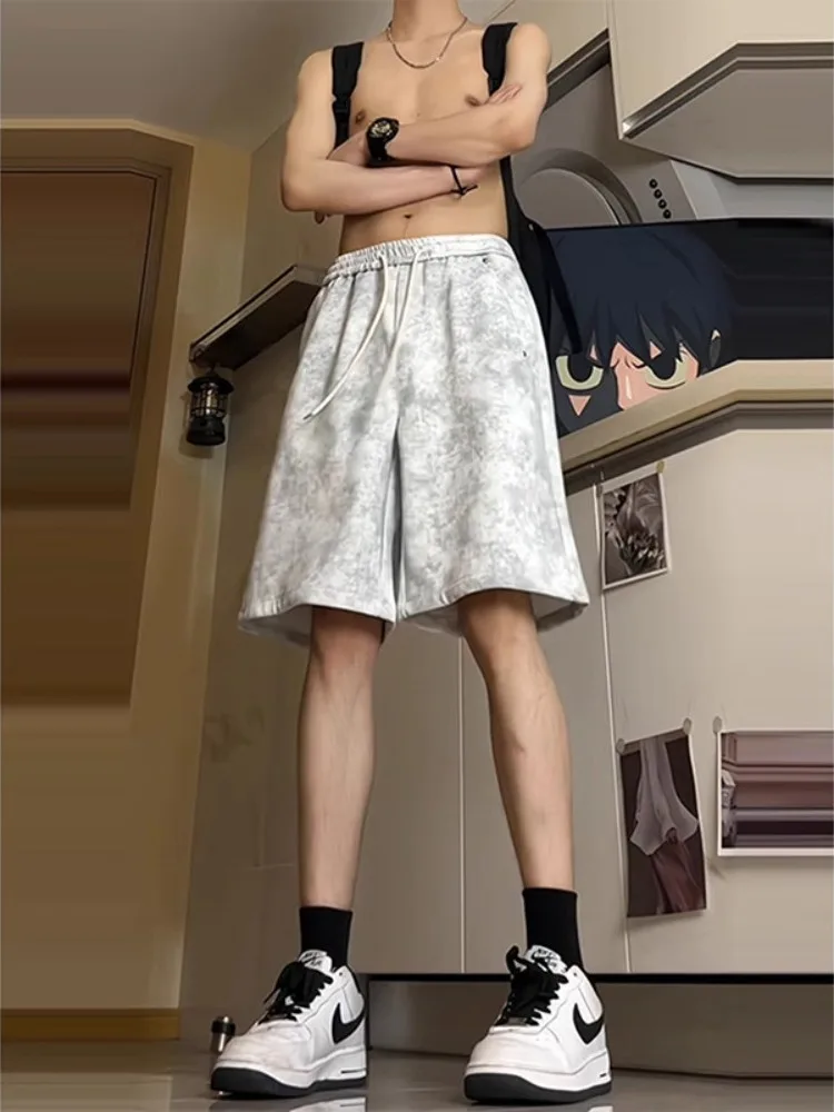 

Мужские спортивные шорты Tie-Dye для баскетбола, модные уличные летние брюки с высокой талией в американском стиле, повседневные, дышащие