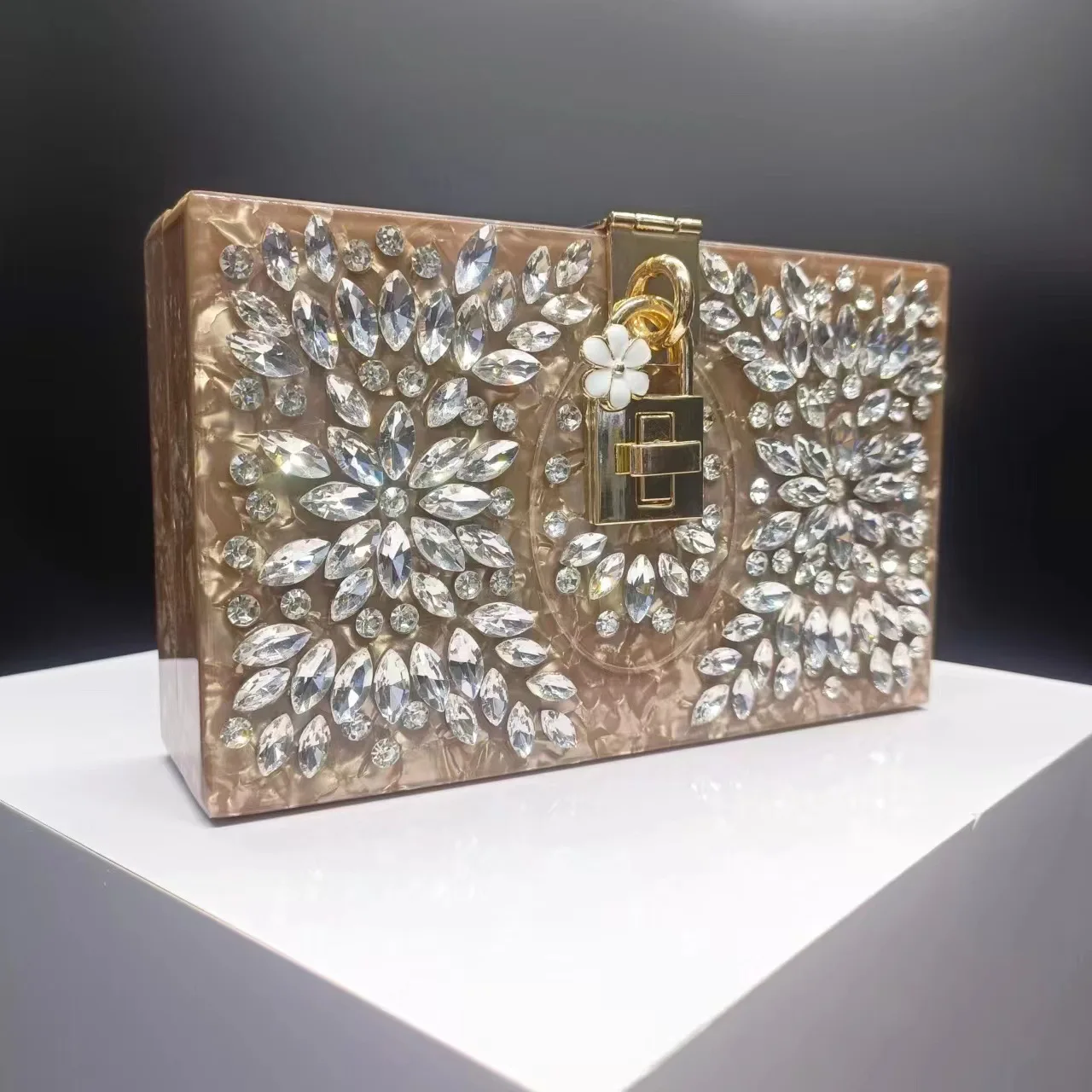 Bolso de cena acrílico con diamantes para mujer, bolso de hombro oblicuo para banquete de boda, bolso de mano con cadena para fiesta, bolso principal de lujo para mujer