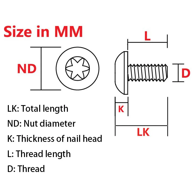 4pieces Titanium Alloy US Thread 5-40 Half Round Head Plum Blossom Screw Driver Handle Screw DIY Spindle Titanium Alloy Screw