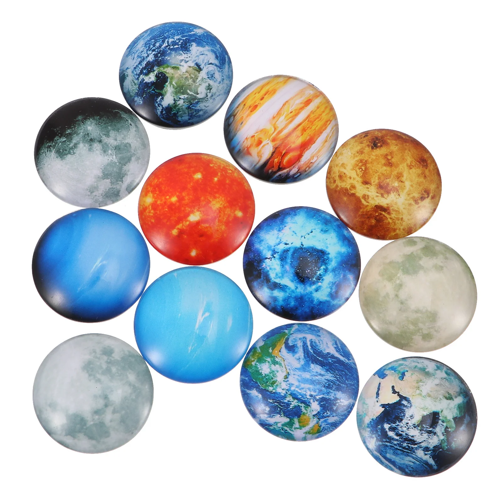 12Pcs Glass Refrigerator Magnet Sticker Planet Design Magnetic Decal for Fixing Documents Pictures on Fridge Freezer Decor