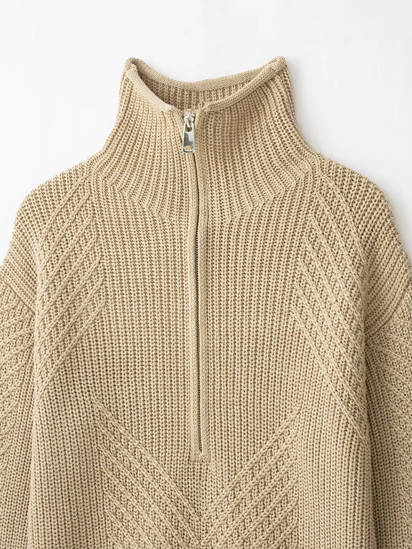 KONDALA Women Casual Chic Stand-Collar Sweater Elegant Old Money Aesthetic Zip-up Sweater 2026 Autumn/Fall Trendy Vintage Tops