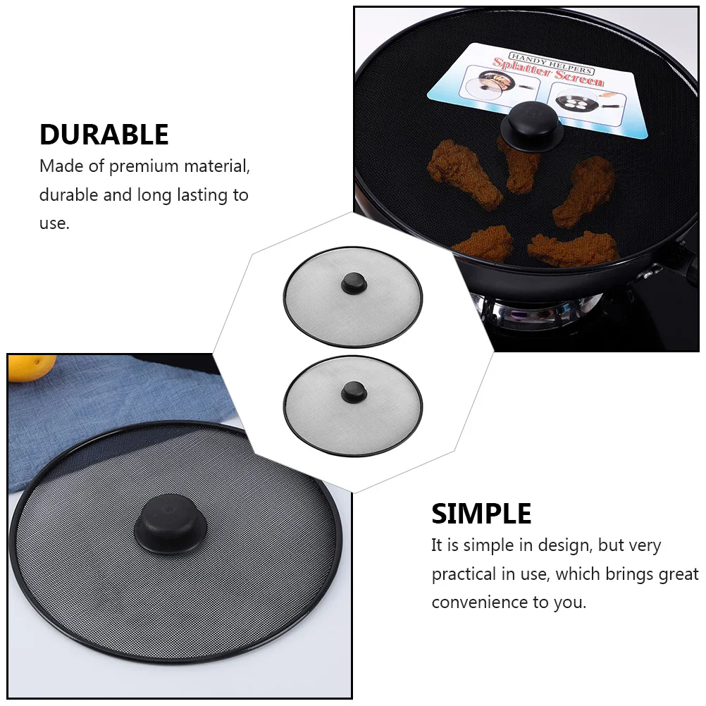 

2Pcs Oil Splatter Guard Stainless Steel Pot Lid Kitchen Splash Proof Cover Cooking Tool Pot Lid Anti Oil Splashing Cover