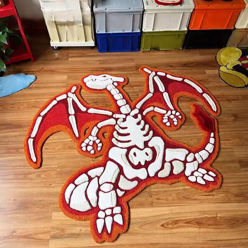 tapis-squelette-pokemon-3d-fait-a-la-main-charizard-salon-chambre-a-coucher-dessin-anime-chevet-cadeau-d'anniversaire
