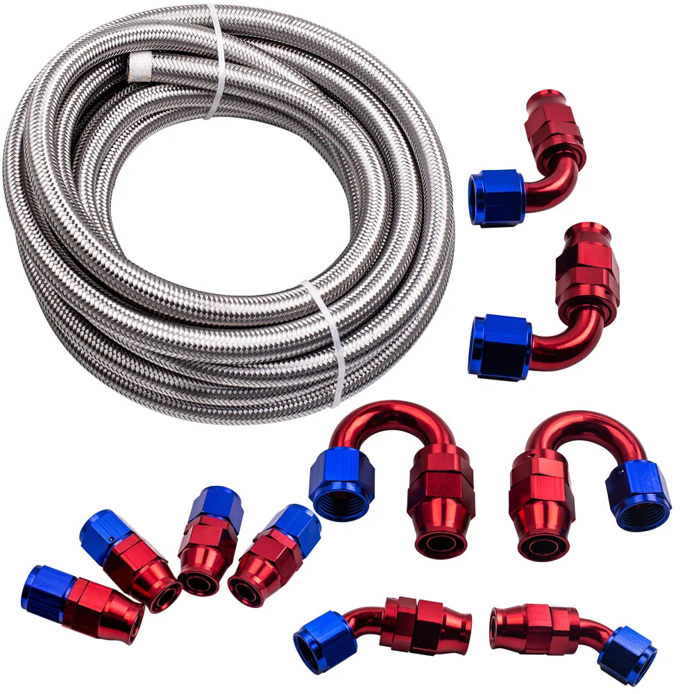 

AN-10 Stainless Steel PTFE Fuel Line Hose 6M + Swivel PTFE Fitting Set Kit