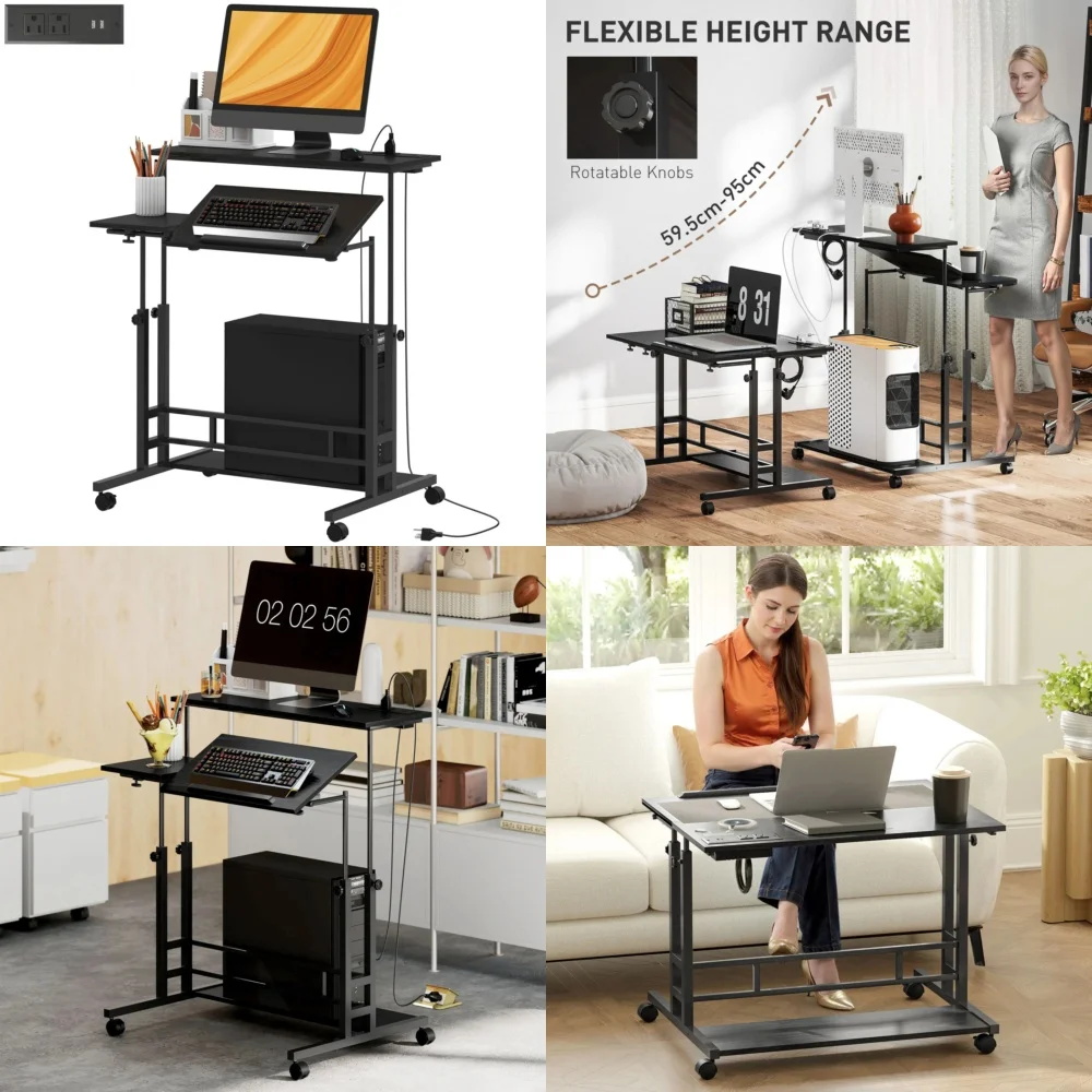 

Computer DesksManually Adjustable Standing Desk Height Range 23.4 to 37.4 Inches for Ergonomic Workspaces