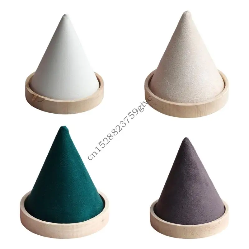 

D0UF Деревянный конический держатель браслета Бархатная подставка для ювелирных изделий Подходит для выставок дома