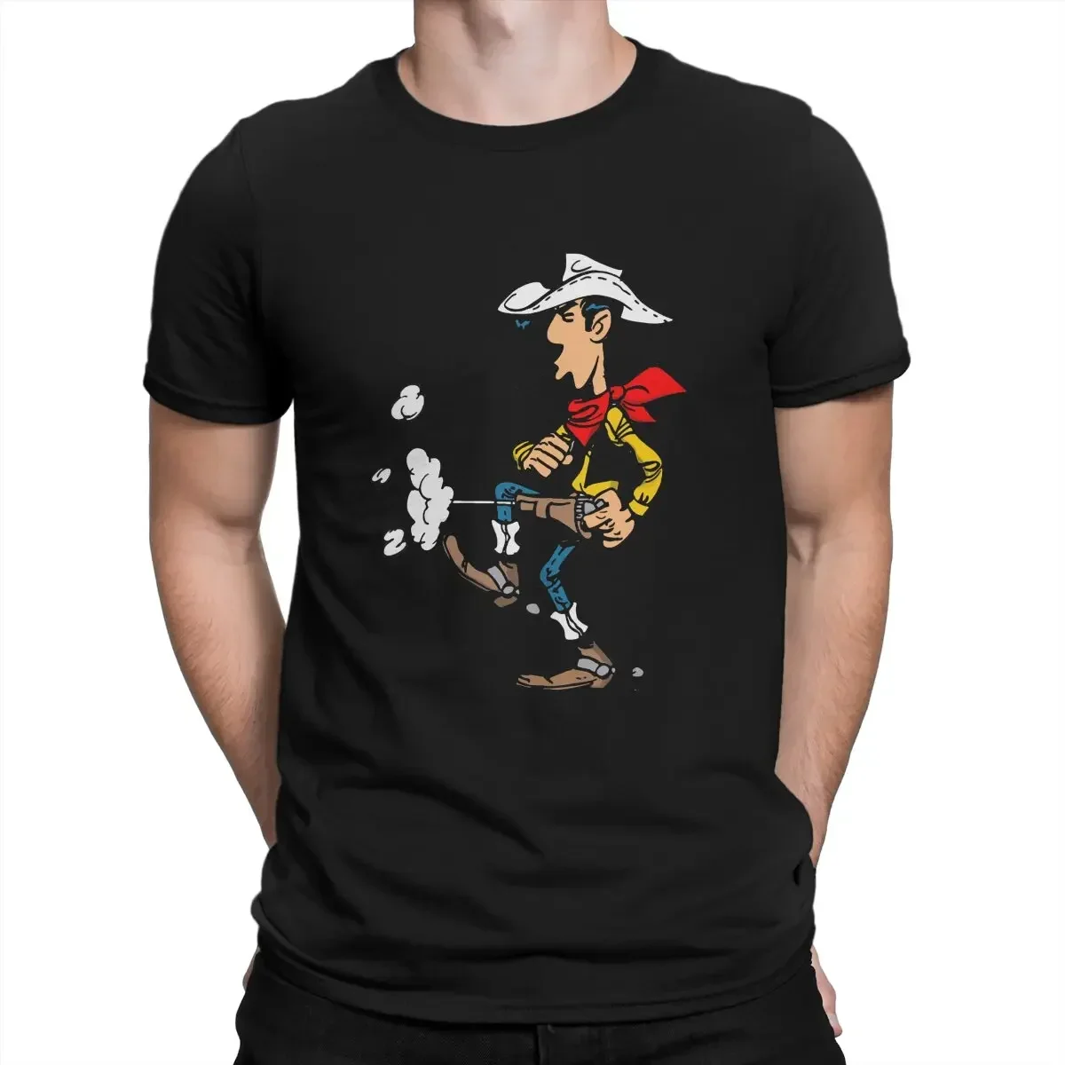 Short Sleeve Lucky Luke T Shirt Crewneck Tops 5XL Men T-Shirts French Adventure Comics Vintage 100% Cotton Tees 2024 Streetwear