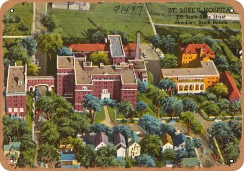 Metal Sign - South Dakota Postcard - St. Luke's Hospital, 305 South State Stree