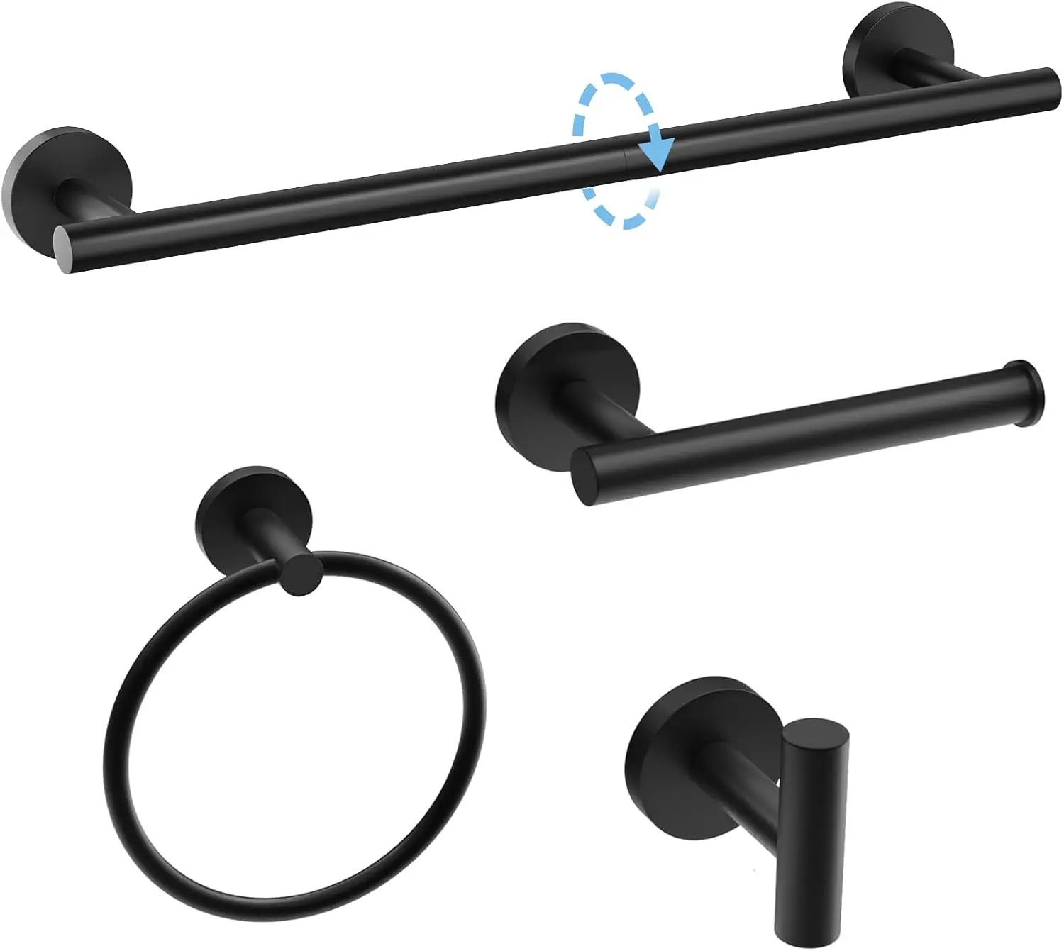 

Modern 24 Inch Towel Bar Set with SUS304 Stainless Steel, 4-Piece Bathroom Hardware for Wall Mounted Organizing