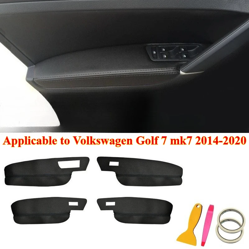 

4 шт. подходит для Volkswagen Golf 7 mk7 2014-2020, кожаный чехол из микрофибры, подлокотник для двери автомобиля, защитный чехол