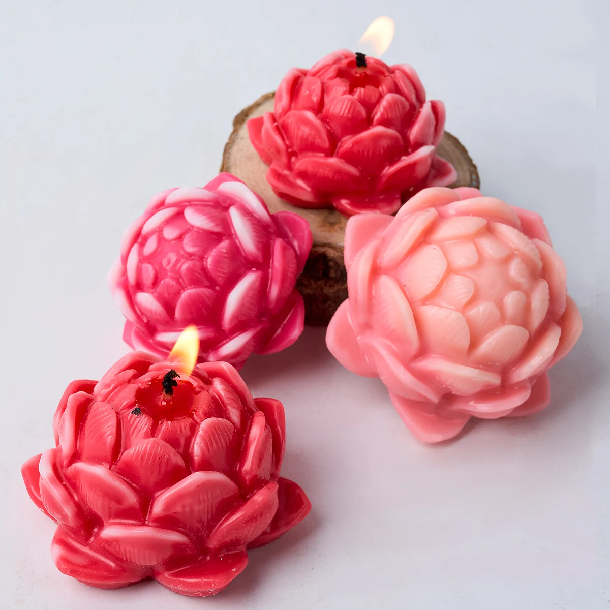 3D Lotus Silicone Candle Mold DIY Flower Aromath Candles Soap Molds Plaster Resin Chocolate Baking Making Home Decor Craft Gifts