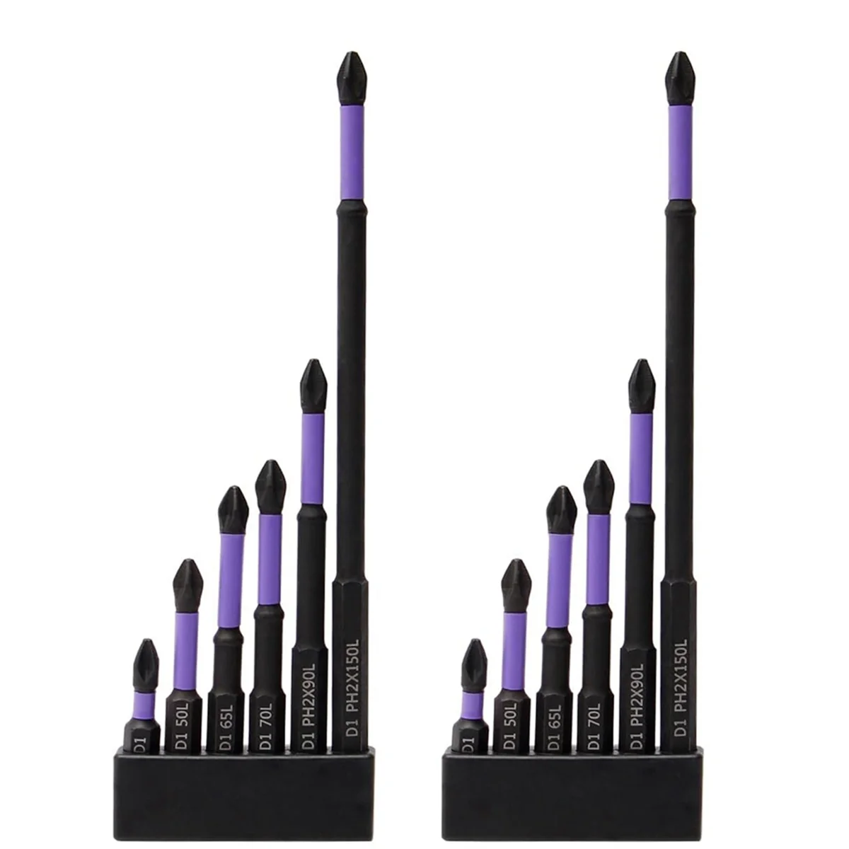 مجموعة لقم مفك مغناطيسي N98R، 12 قطعة لقم ثقب مغناطيسية، مقاومة للصدمات من سبائك الصلب D1 وقم مسننة غير قابلة للانزلاق