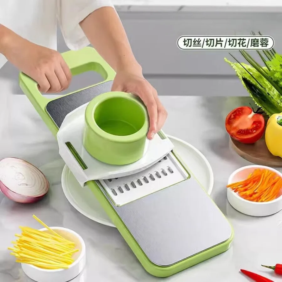 Veggie Fruit Slicer 5 Blades Stainless Steel Shredder Cutter With Safety Hand Guard Fit Potato Carrot Cucumber Kitchen Gadget