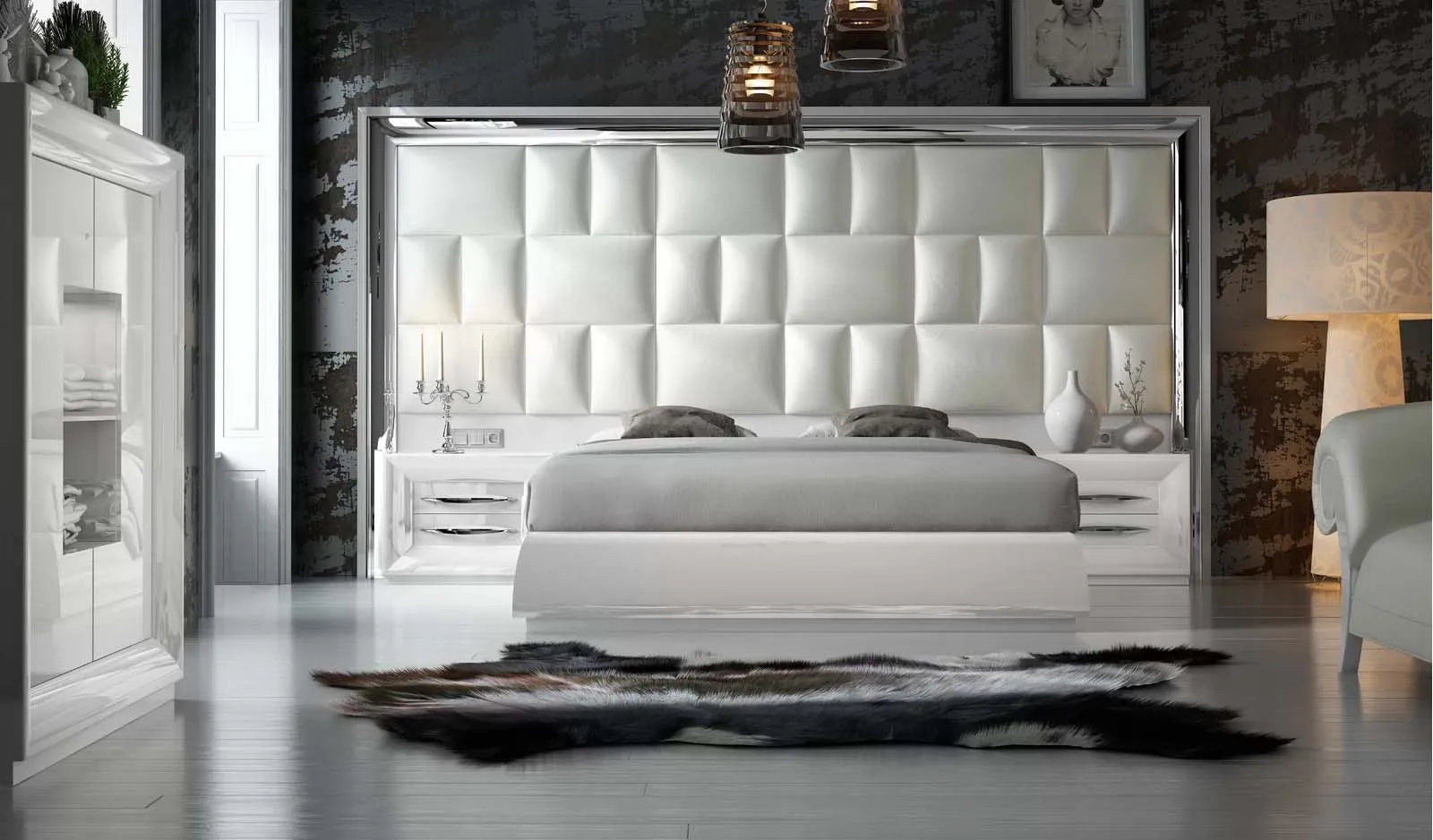 إطار سرير مزدوج فاخر من الجلد الناعم بتصميم عصري معاصر جديد مقاس كينج للغاية مع ضمان لمدة 3 سنوات