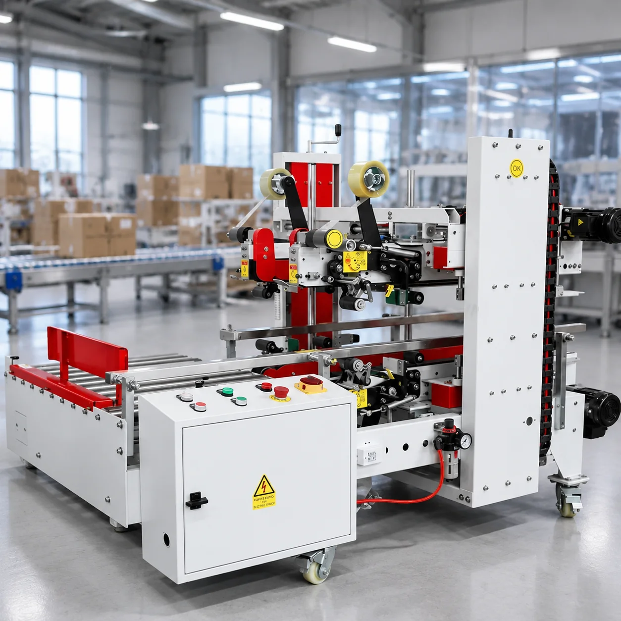 ZONESUN ZS-FK8001 Automatic Carton Corner Sealing Machine H-Shape Four Side Edge Tape Sealer Cardboard Box Packaging Line
