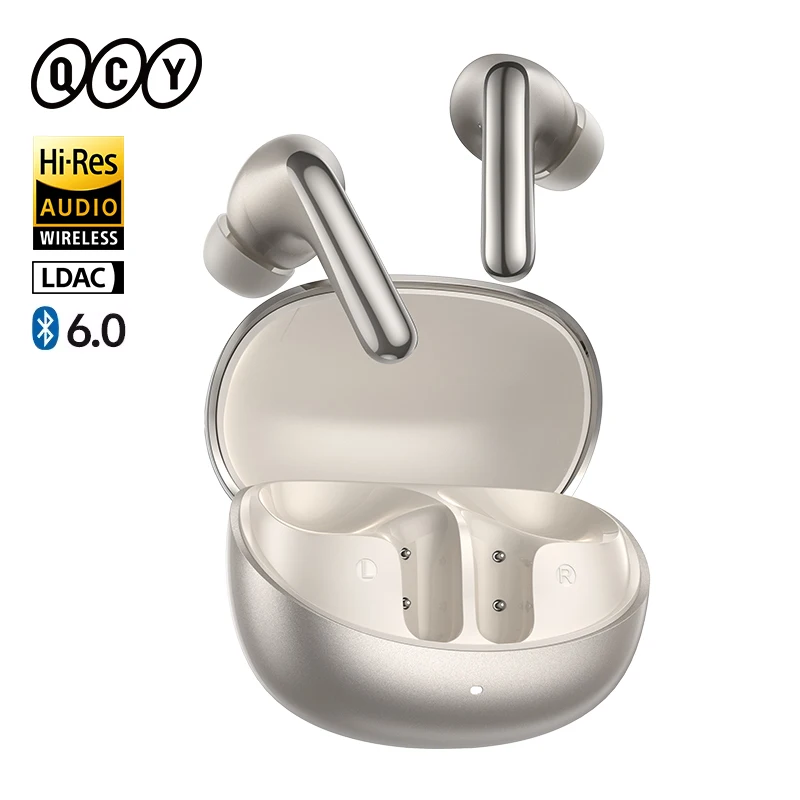QCY Bluetooth Oordopjes MeloBuds N60 Draadloze ANC Oordopjes 56dB Realtime Adaptieve Bluetooth 6.0 Hi-Res LDAC Hoofdtelefoon 45 uur IPX5 Adaptieve EQ In-Ear Detectie