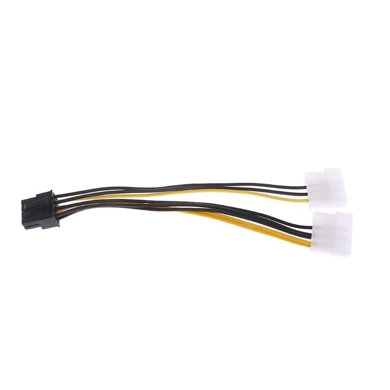 R1WD 7 polegadas 2 x Molex 4 pinos a PCI 8 pinos para placa vídeo expressa PCI-E ATX PSU Power Converter Cable-Molex para